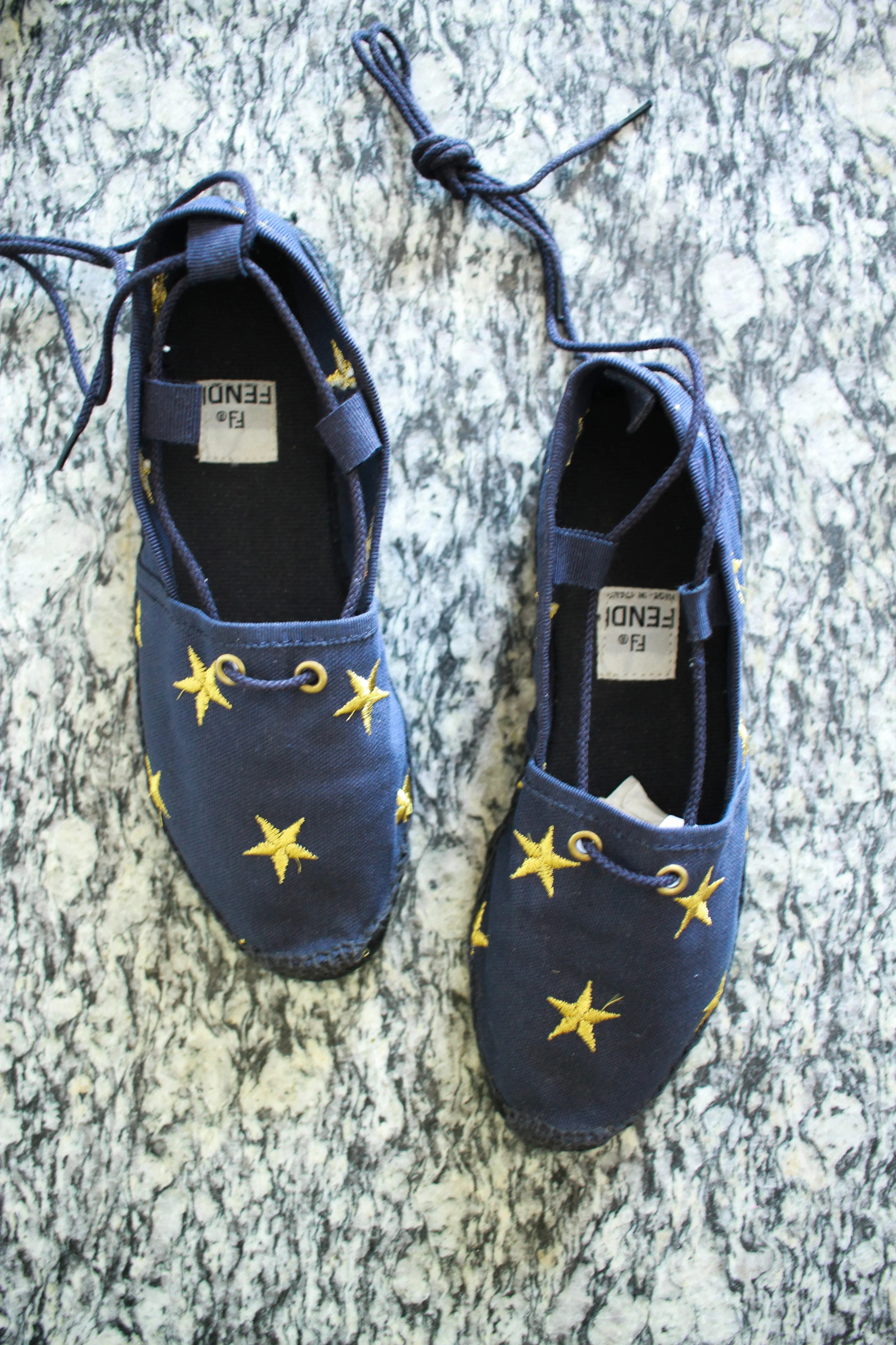 1980s Fendi Canvas Navy Star Embroidered Espadrilles | 7
