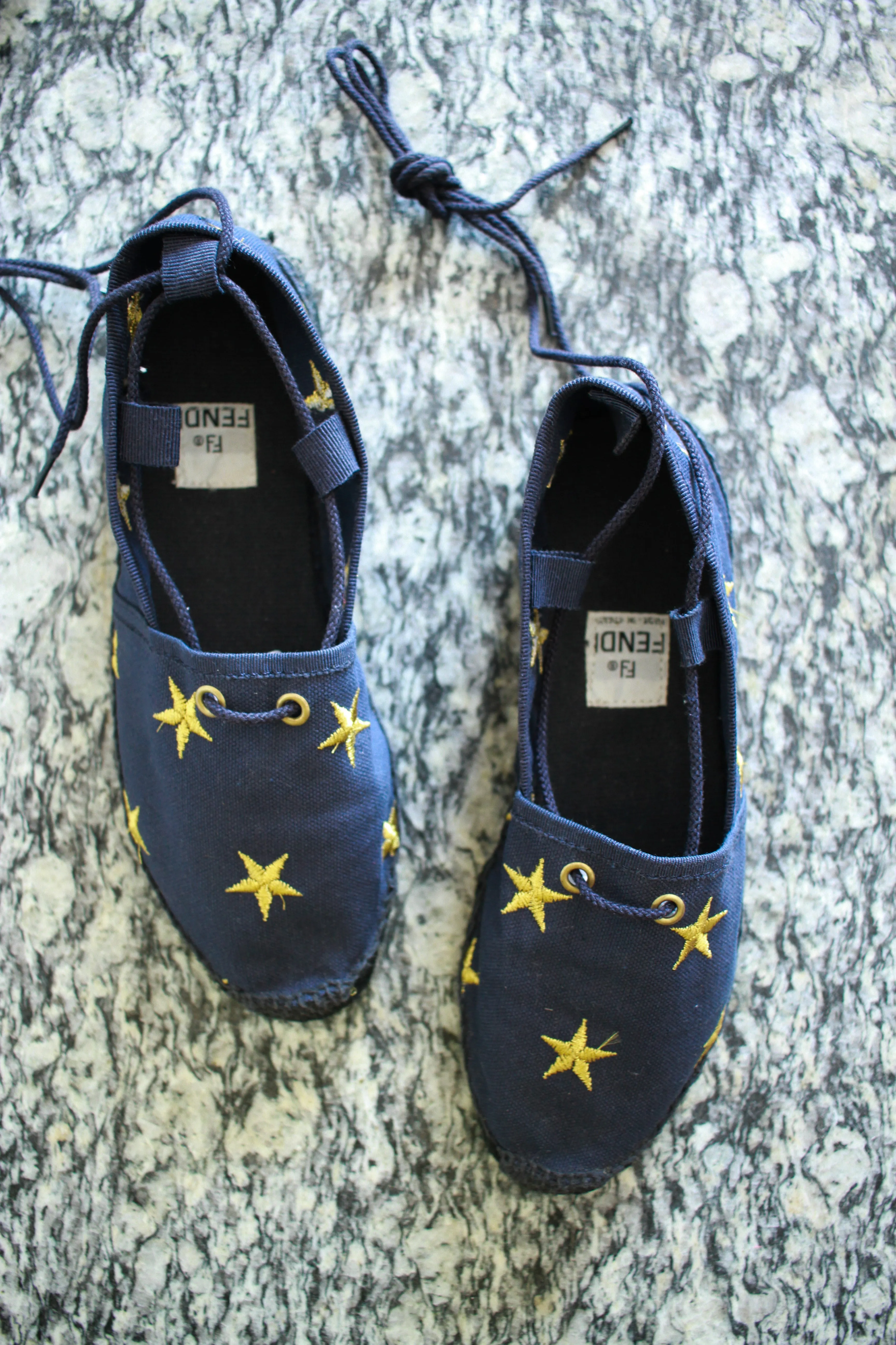 1980s Fendi Canvas Navy Star Embroidered Espadrilles | 7