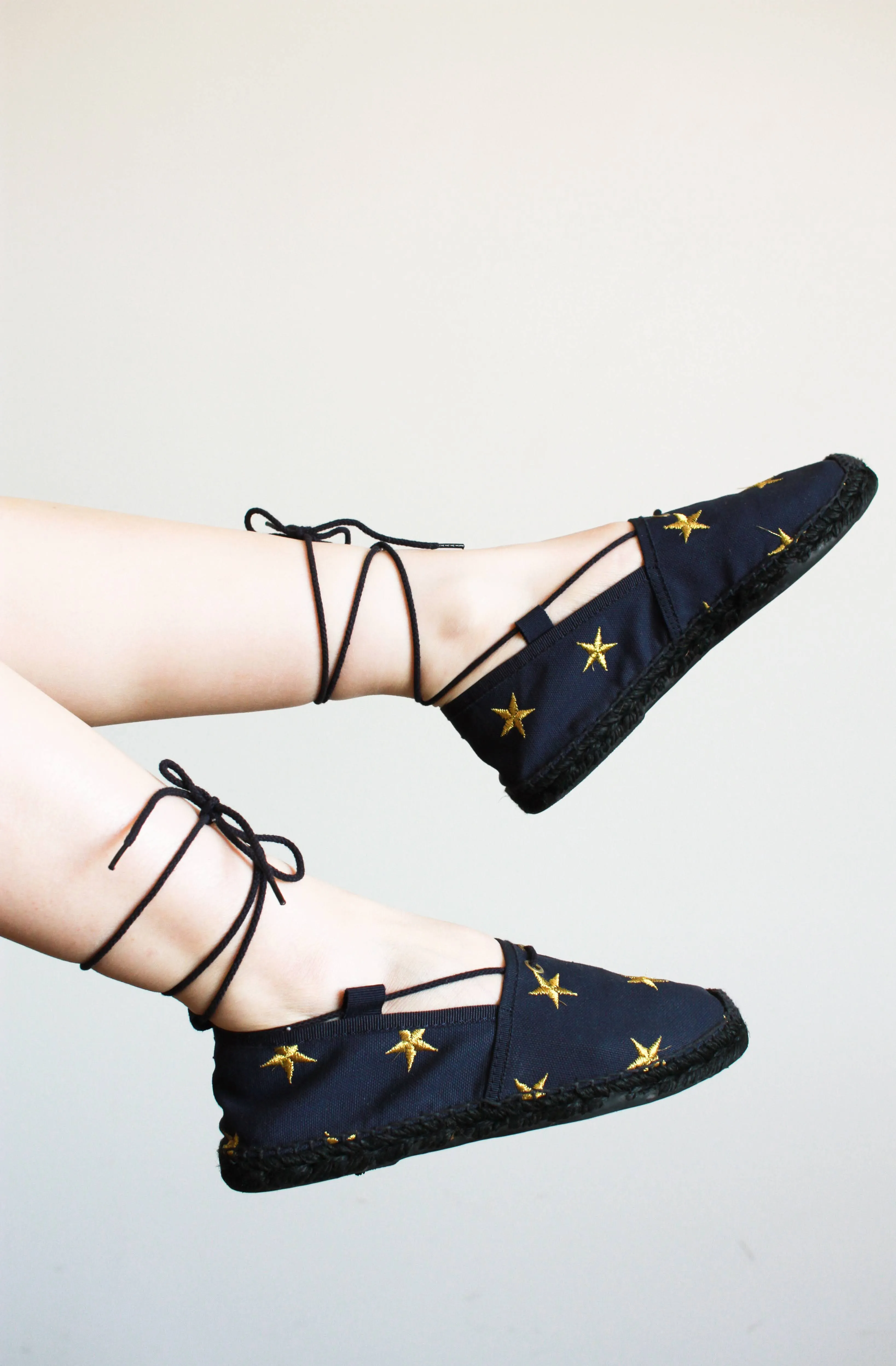 1980s Fendi Canvas Navy Star Embroidered Espadrilles | 7