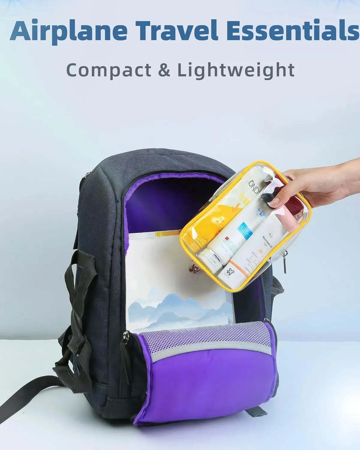 2 Pack TSA Approved Toiletry Bag, Airplane Travel Essentials for Long Flight Flying European International Must Haves Small Quart Size Makeup Zipper Pouch for Women Men Toiletries Liquids Clear