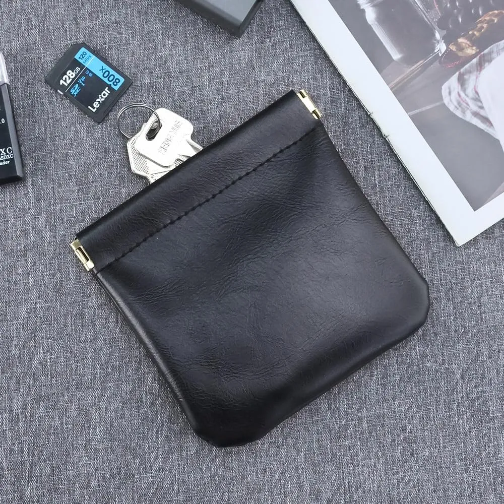 2 PCS Small Makeup Bag for Purse,Leather Small Makeup Pouch Purse,Mini Cosmetic Bag for Travel,Headphone Cable Pouch,Neutral, elegant and stylish,Gifts for Women Men
