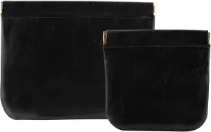 2 PCS Small Makeup Bag for Purse,Leather Small Makeup Pouch Purse,Mini Cosmetic Bag for Travel,Headphone Cable Pouch,Neutral, elegant and stylish,Gifts for Women Men