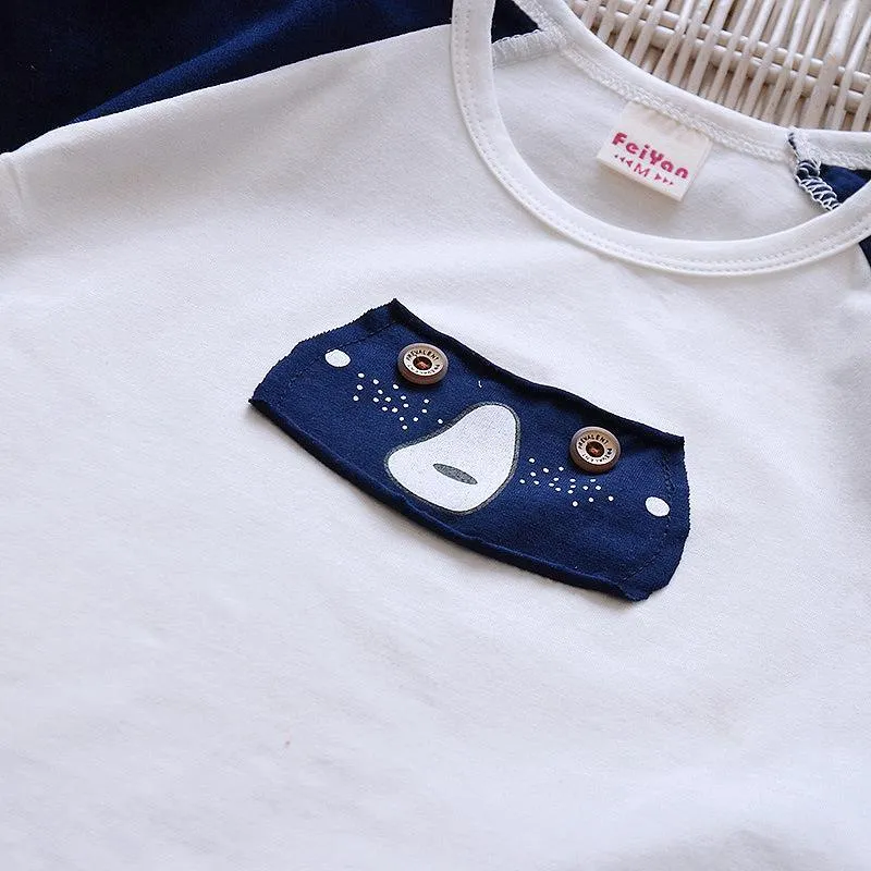 2-piece Creative Bear Print T-shirt and Casual Suits