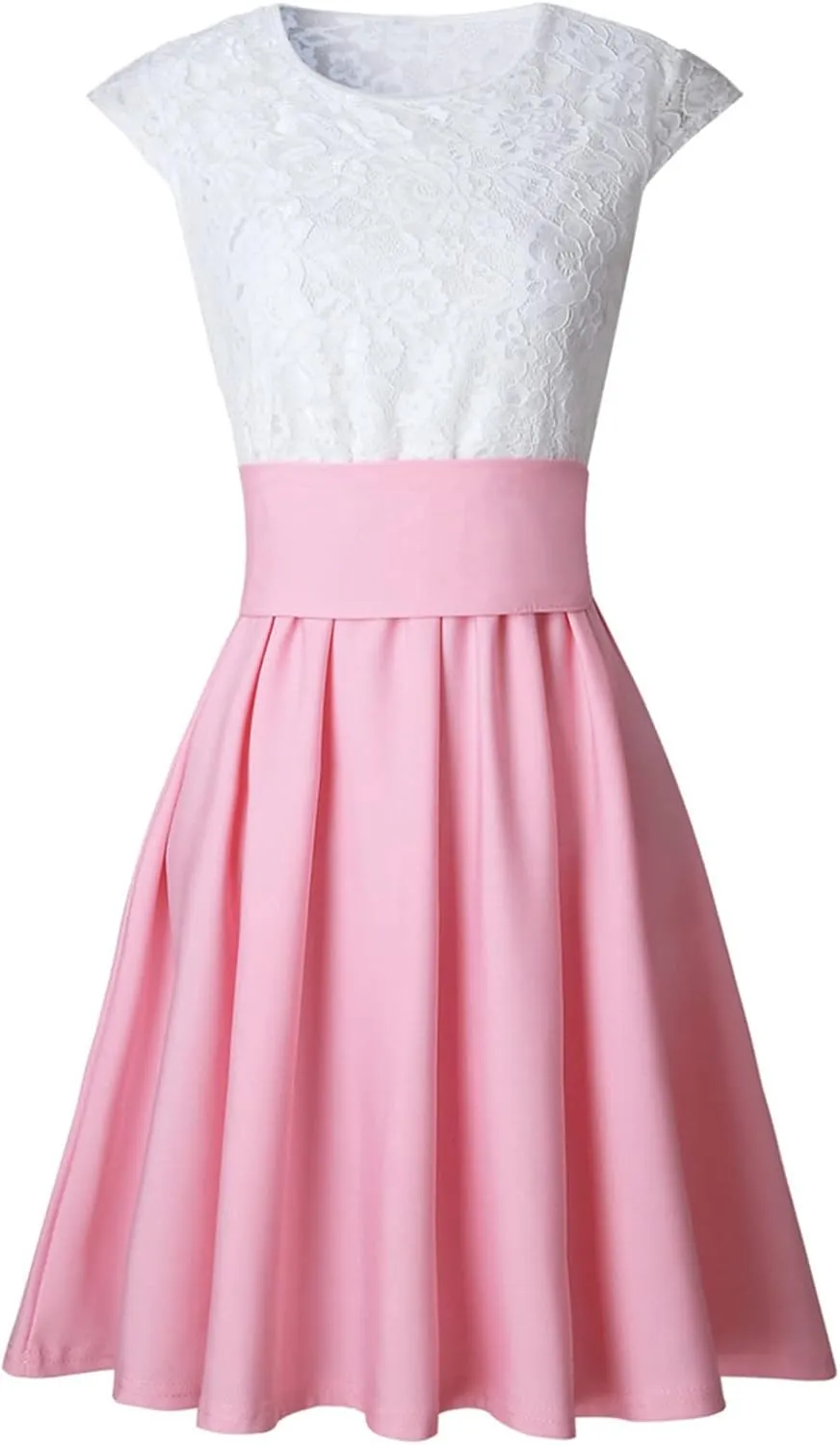 2023 Women's Summer Dress Sleeveless Ruffle Sleeve Round Neck Mini Dress Fashion Colorblock Flowy Tunic Dress
