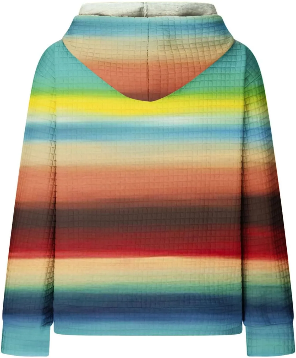 2024 Womens Waffle Hoodies Multicolored Casual Trendy Sweatshirt with Drawstring Hood Long Sleeve Pullover Sweater