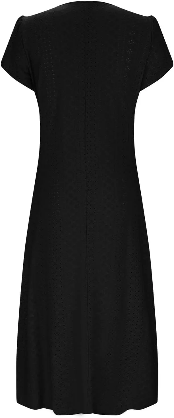 2025 Summer Dress for Womens Dressy Casual Sundress Hollow Out Eyelet Embroidery Maxi Dress Petal Sleeve Beach Dresses