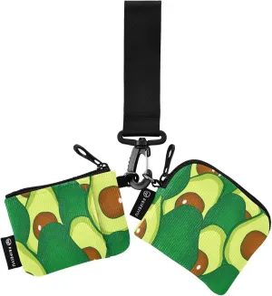 2PCS Coin Purse Wristlet Wallets Keychain Wallet Zip Around Portable Wallet with Detachable Dual Pouch Avocado