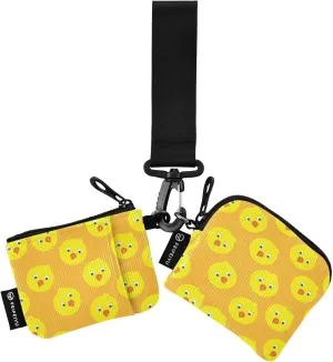 2PCS Coin Purse Wristlet Wallets Keychain Wallet Zip Around Portable Wallet with Detachable Dual Pouch Yellow Cartoon Chicks