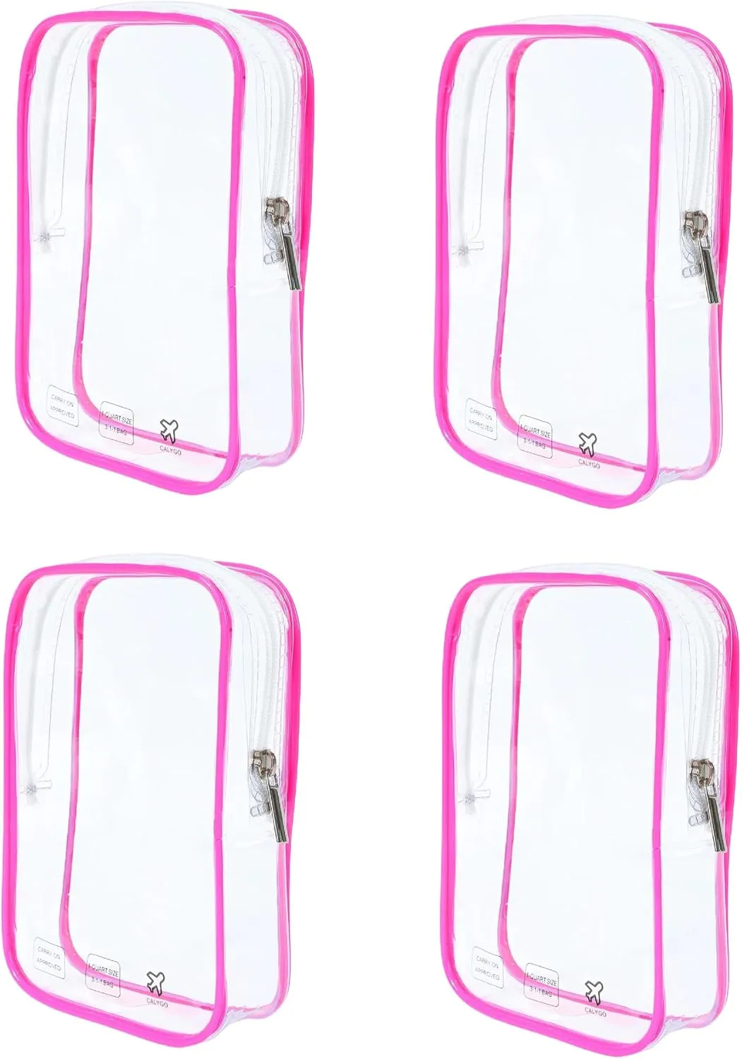 4 Pack TSA Approved Toiletry Bag, Airplane Travel Essentials for Long Flight Flying European International Must Haves Small Quart Size Makeup Zipper Pouch for Women Men Toiletries Liquids Clear