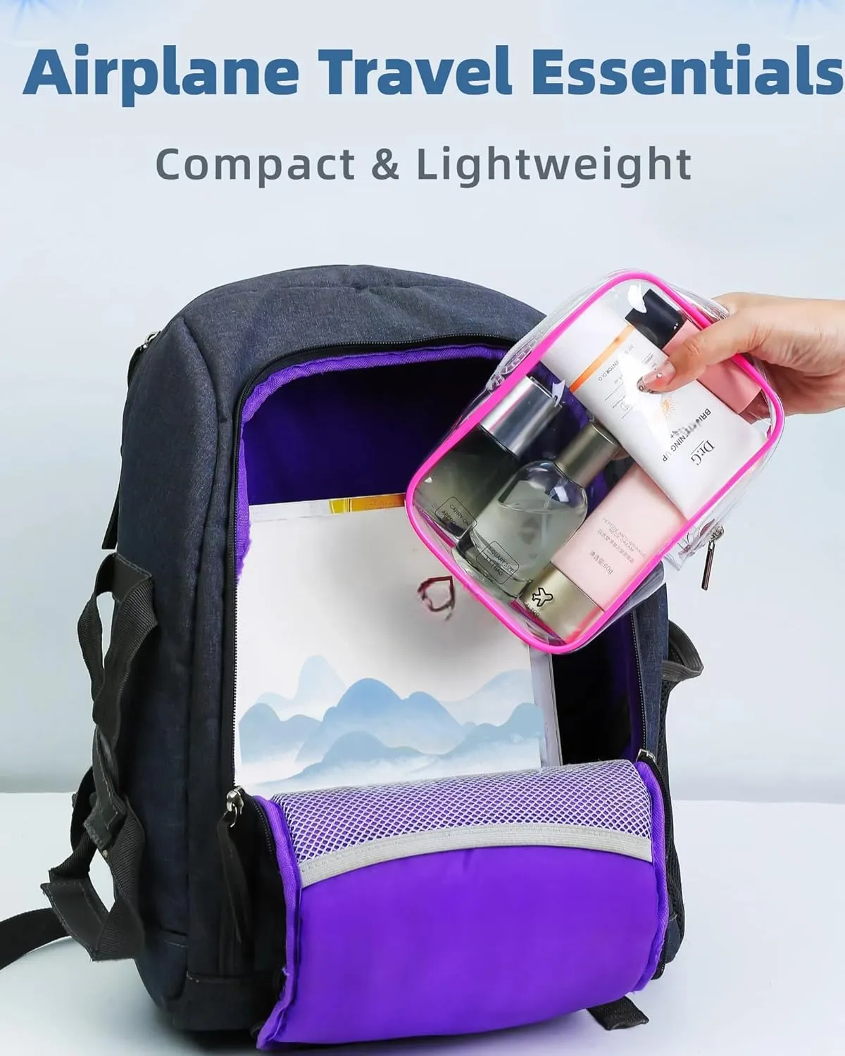 4 Pack TSA Approved Toiletry Bag, Airplane Travel Essentials for Long Flight Flying European International Must Haves Small Quart Size Makeup Zipper Pouch for Women Men Toiletries Liquids Clear