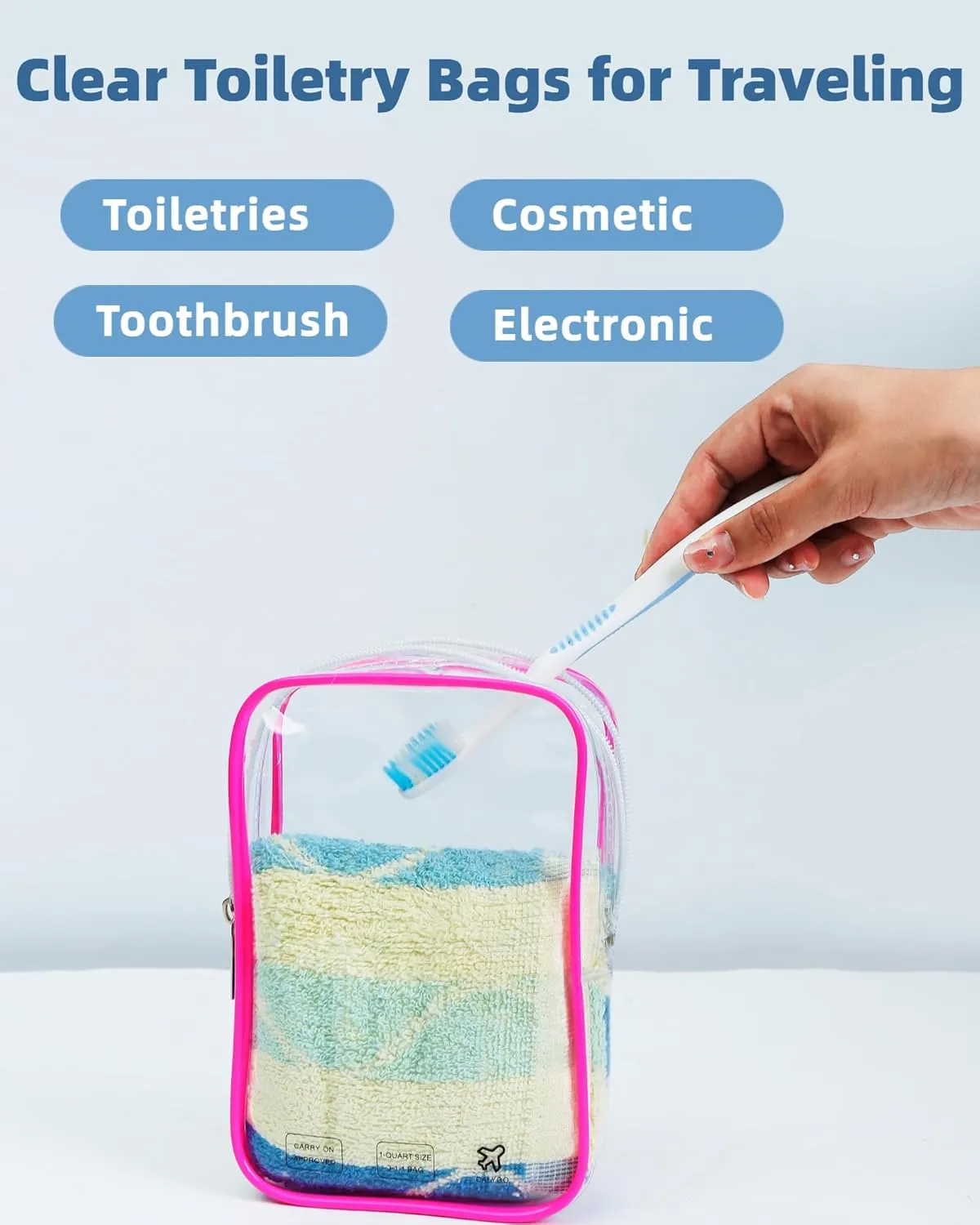 4 Pack TSA Approved Toiletry Bag, Airplane Travel Essentials for Long Flight Flying European International Must Haves Small Quart Size Makeup Zipper Pouch for Women Men Toiletries Liquids Clear