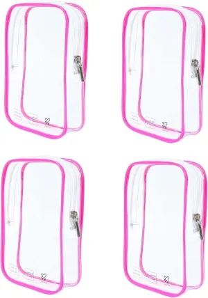 4 Pack TSA Approved Toiletry Bag, Airplane Travel Essentials for Long Flight Flying European International Must Haves Small Quart Size Makeup Zipper Pouch for Women Men Toiletries Liquids Clear