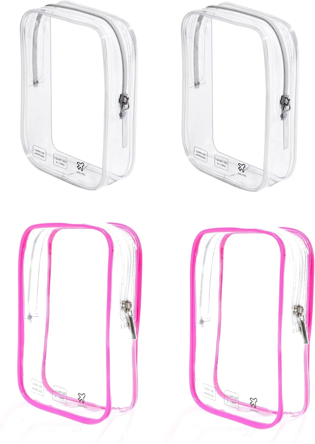 4 Pack TSA Approved Toiletry Bag, Airplane Travel Essentials for Long Flight Flying European International Must Haves Small Quart Size Makeup Zipper Pouch for Women Men Toiletries Liquids Clear