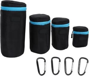 4Pcs DSLR Camera Lens Pouch Set, Neoprene Material Lens with, Metal Buckle and Padding for Lens, Wide Compatibility for DSLR Micro Single