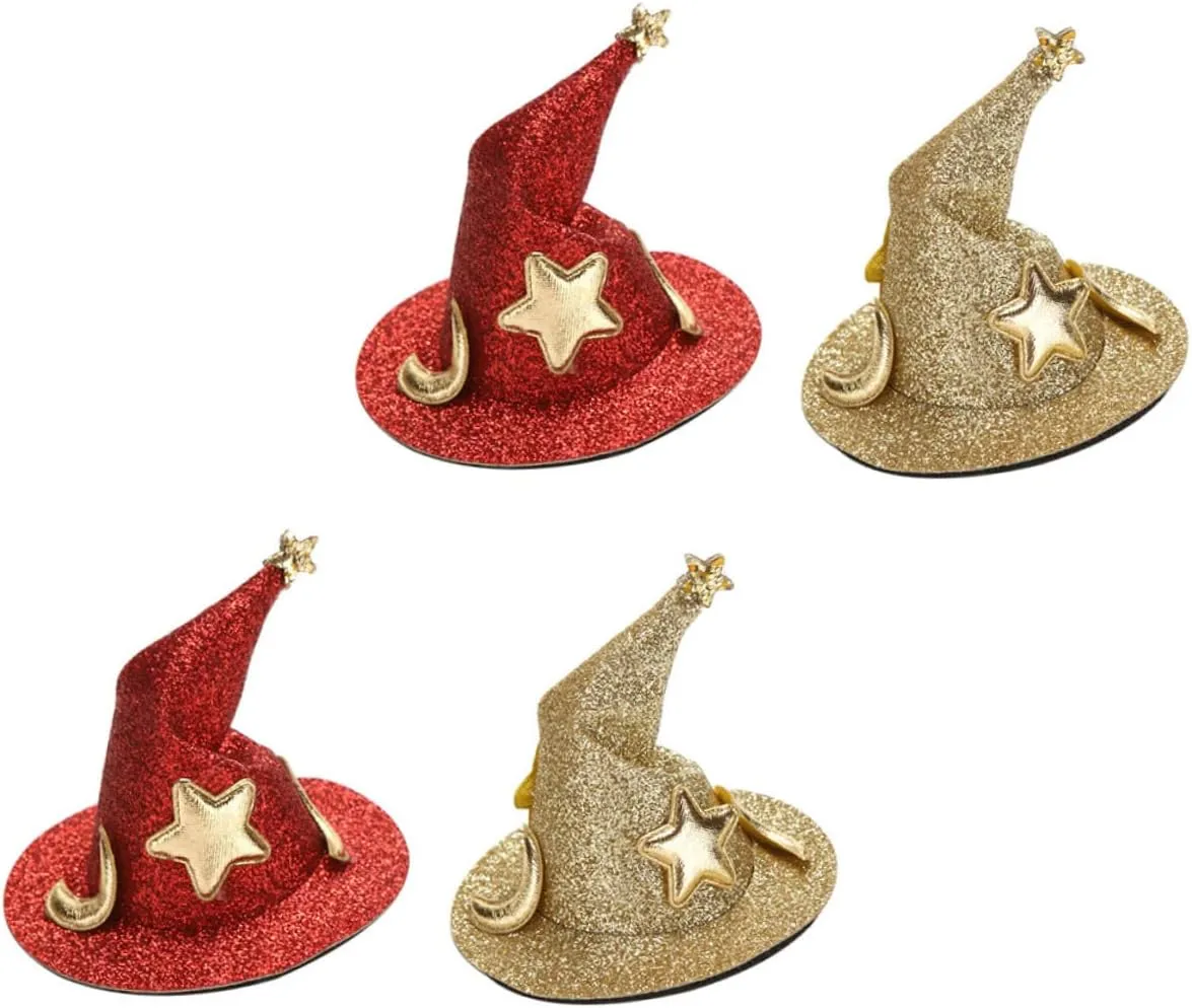 4pcs Witch Hat Hairpins for Halloween Costume Performance Lightweight Hair Clips for Boys and Girls Adults Easy to Wear Decorative Accessories for Halloween Parties Themed Events