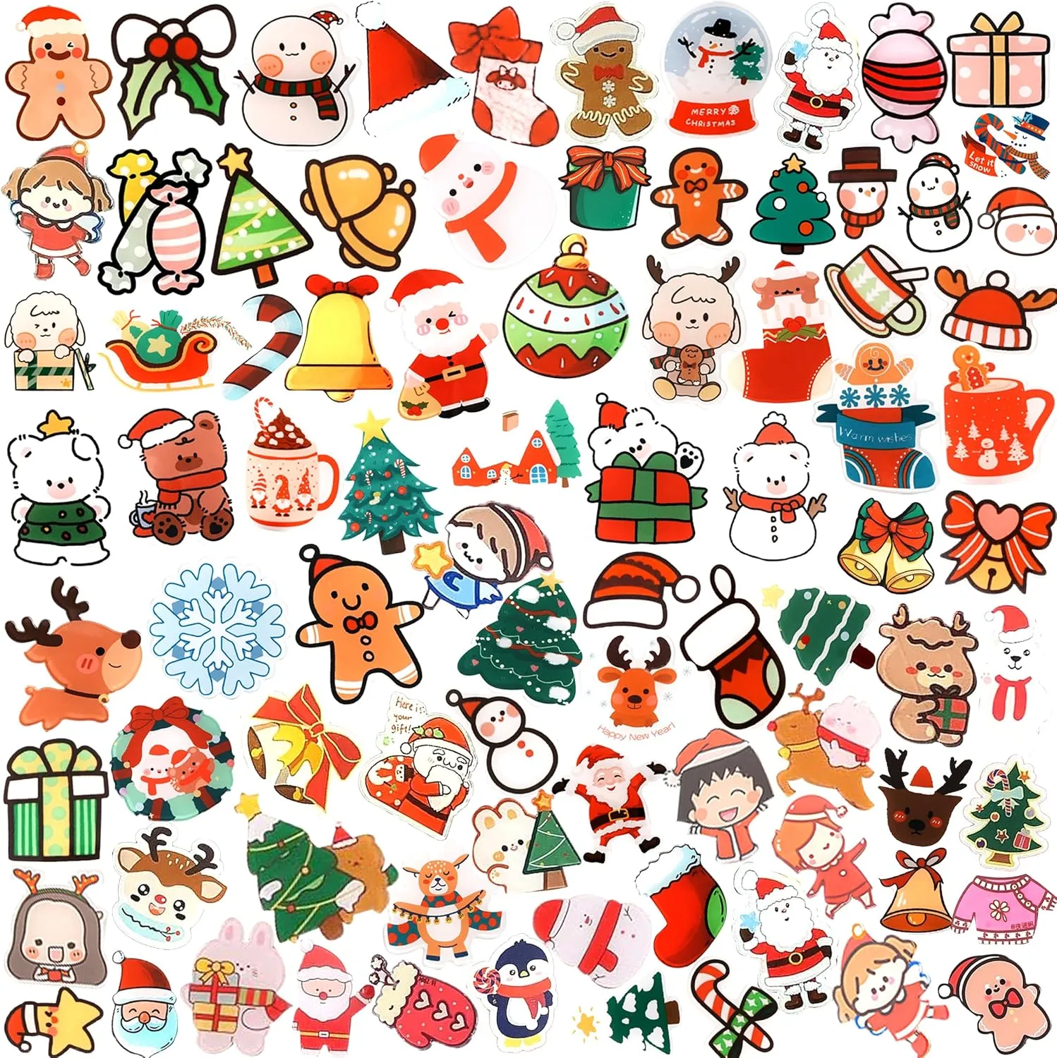 60 PCS Christmas Acrylic Brooch Pins, Cute Christmas Backpack Pins, Christmas Party Favors Snowman Reindeer Santa Lapel Pins for Kids Christmas Party Decorations Supplies Goodie Bag Stuffer