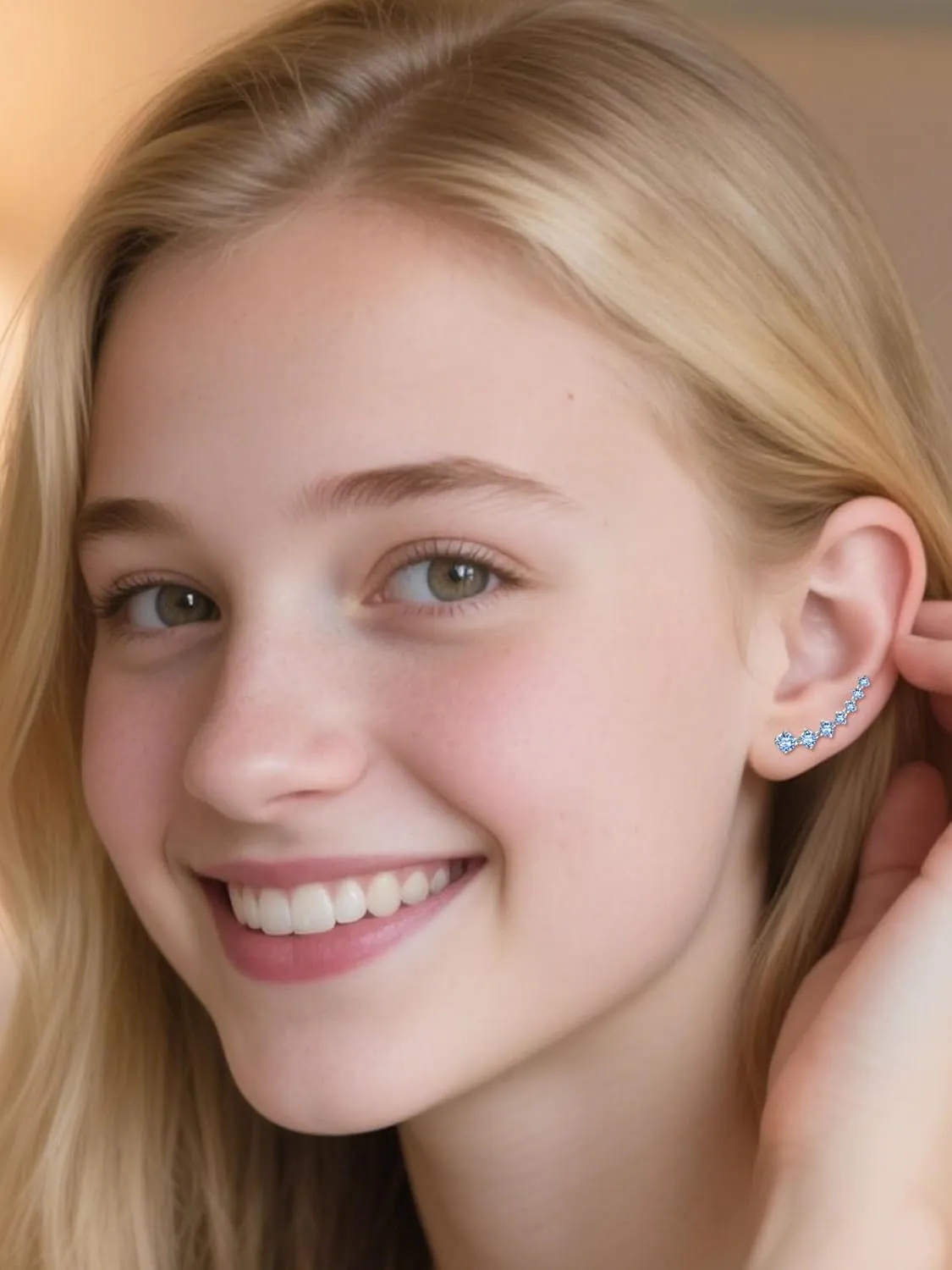 7 Crystals Ear Cuffs Climber Earrings for Women Silver Plated Cartilage Crawler Earring Cubic Zirconia Hypoallergenic Piercing Post Pin Stud Jewelry Gifts