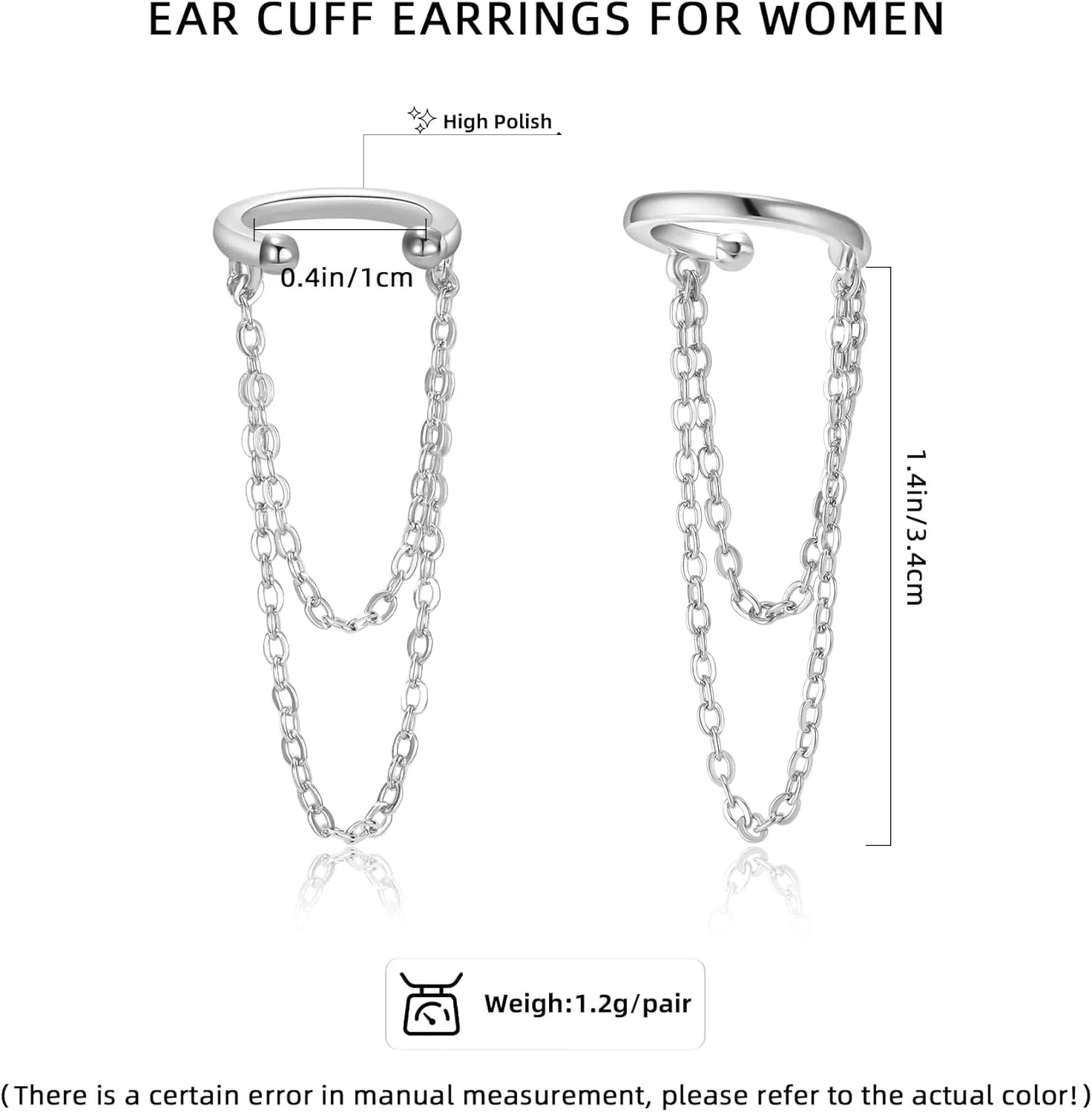 925 Sterling Silver Chain Earrings Dangle Earrings for Women 18K Gold Plated Bar Cross Hoop Ear Cuff Double Twis Hypoallergenic Dangling Jewelry Gift for Christmas Birthday for Sensitve Ears