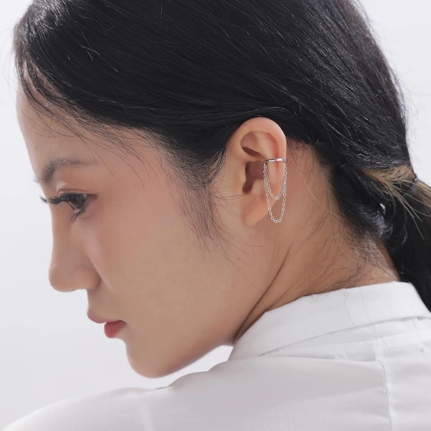 925 Sterling Silver Chain Earrings Dangle Earrings for Women 18K Gold Plated Bar Cross Hoop Ear Cuff Double Twis Hypoallergenic Dangling Jewelry Gift for Christmas Birthday for Sensitve Ears