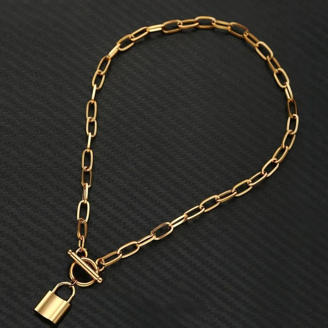 925 Sterling Silver Coin Toggle Necklace For Women, 14K Filled Gold Toggle Paperclip Chain Padlock Pendant Necklace - Lock And Key, Heart, Coin Chain Pendant Necklace