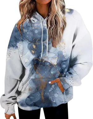 ADHOWBEW Oversized Sweatshirt for Women Fashion Y2k Graphic Drawstring Hoodies Sweaters