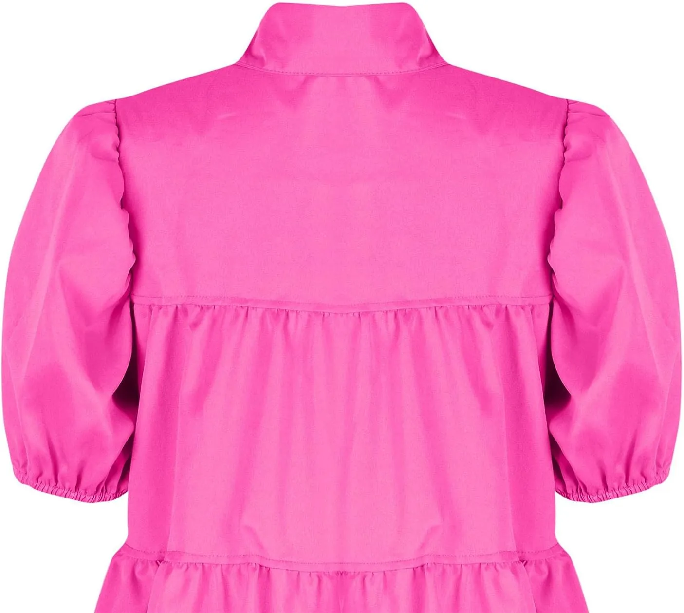 Akklian Womens Cute Babydoll Dresses Casual Loose Puff Sleeve Ruffle Button Down Pleated Shirt Dress Trendy Summer Mini Dress
