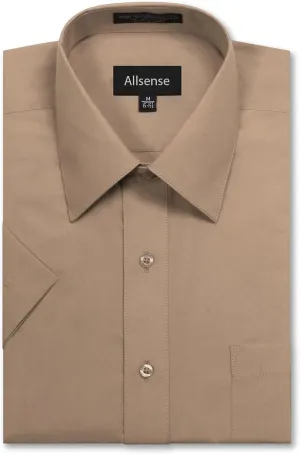 Allsense Mens Regular-Fit Short-Sleeve Dress Shirt
