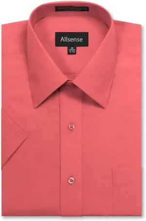 Allsense Mens Regular-Fit Short-Sleeve Dress Shirt
