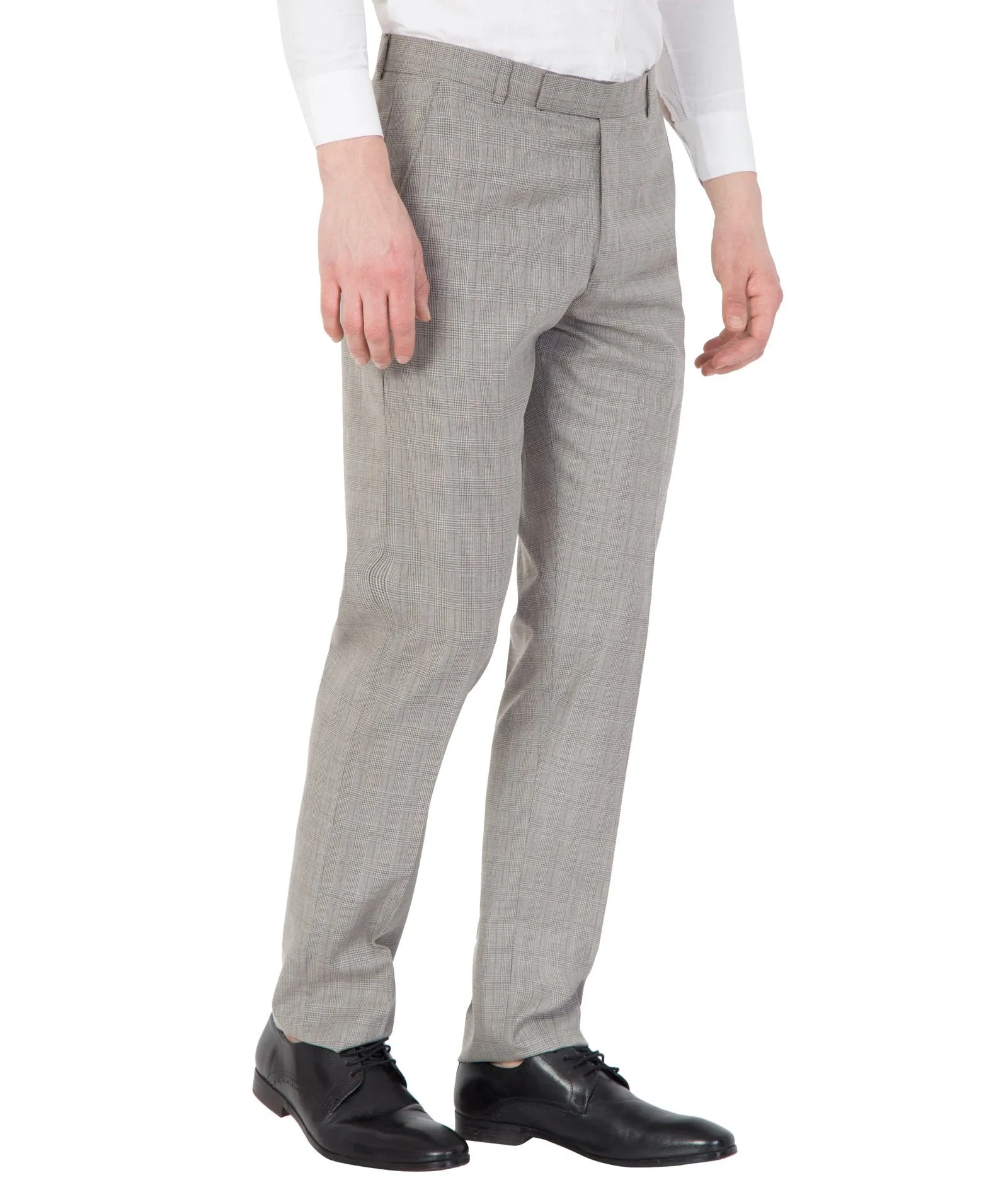 American-Elm Men Beige Cotton Solid Pattern Slim Fit Foramal Trouser
