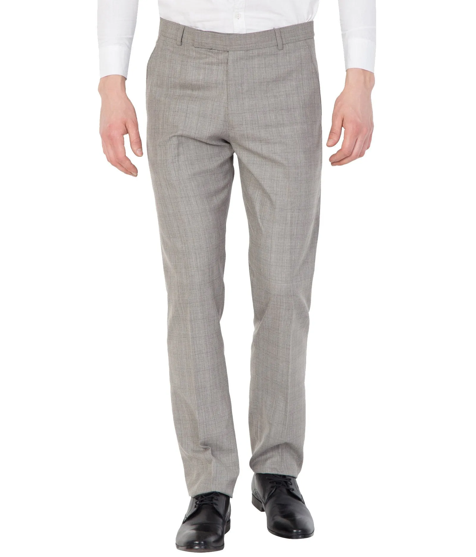 American-Elm Men Beige Cotton Solid Pattern Slim Fit Foramal Trouser