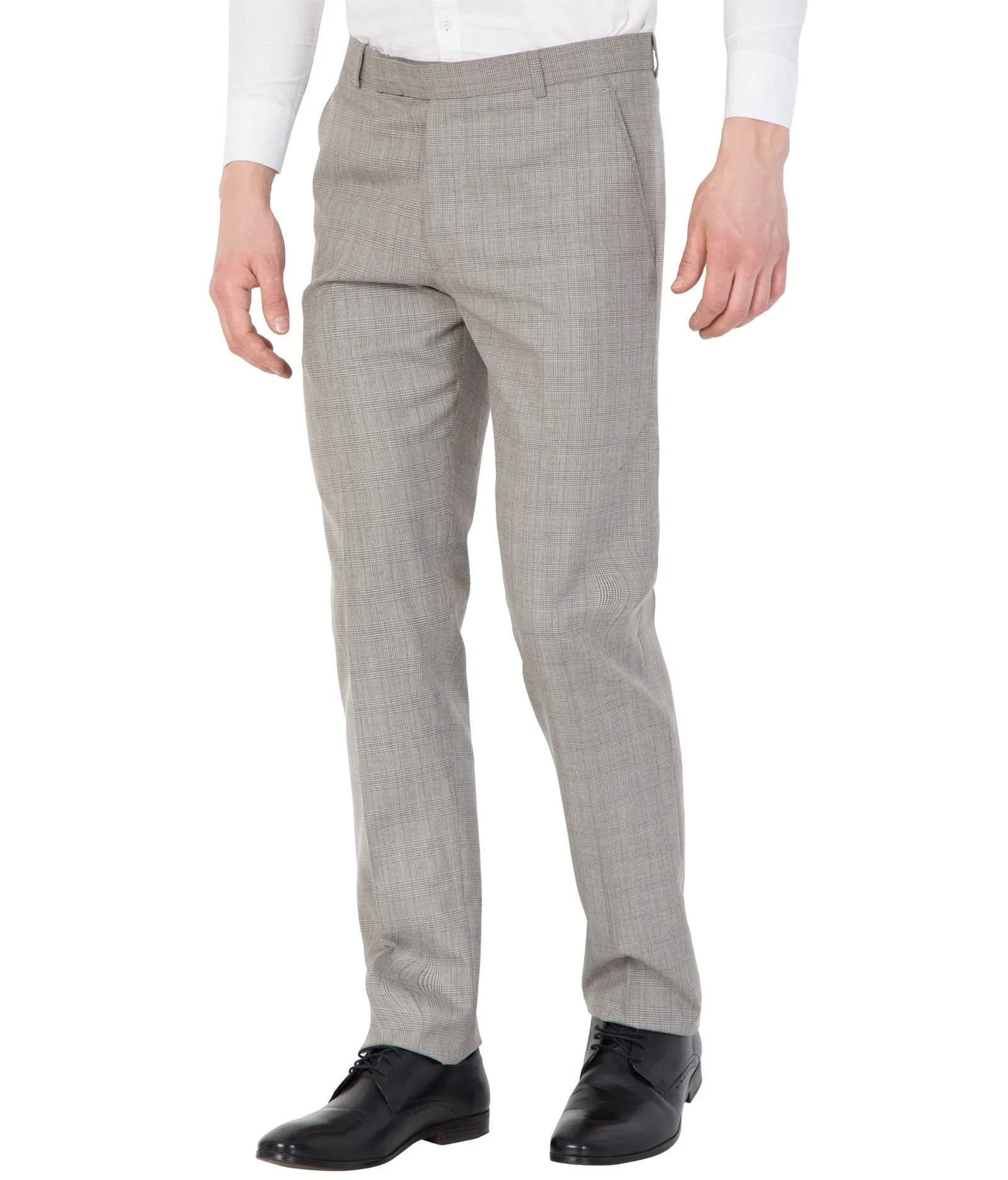 American-Elm Men Beige Cotton Solid Pattern Slim Fit Foramal Trouser