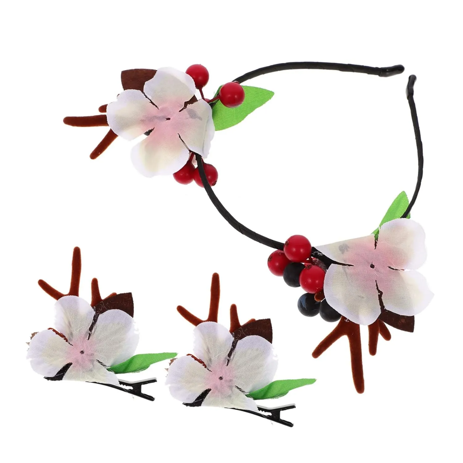 Angoily 1set Christmas Antler Headband Hair Clips Xmas Accessories for Women Cute for Holiday Parties Carnival Events and Festive Costumes