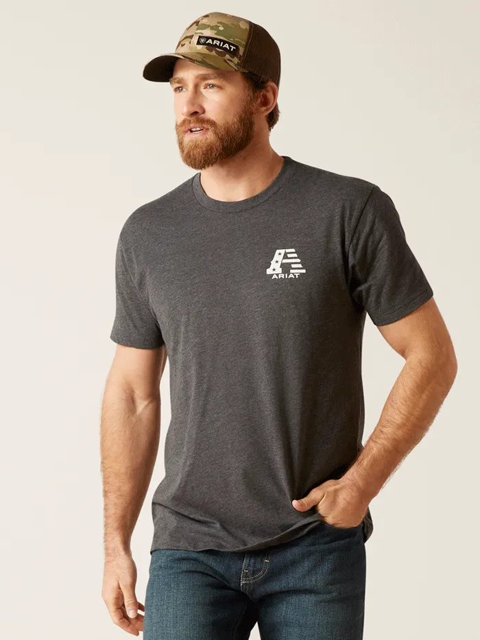 Ariat 10047656 Mens US A Short Sleeve T-Shirt Charcoal Heather