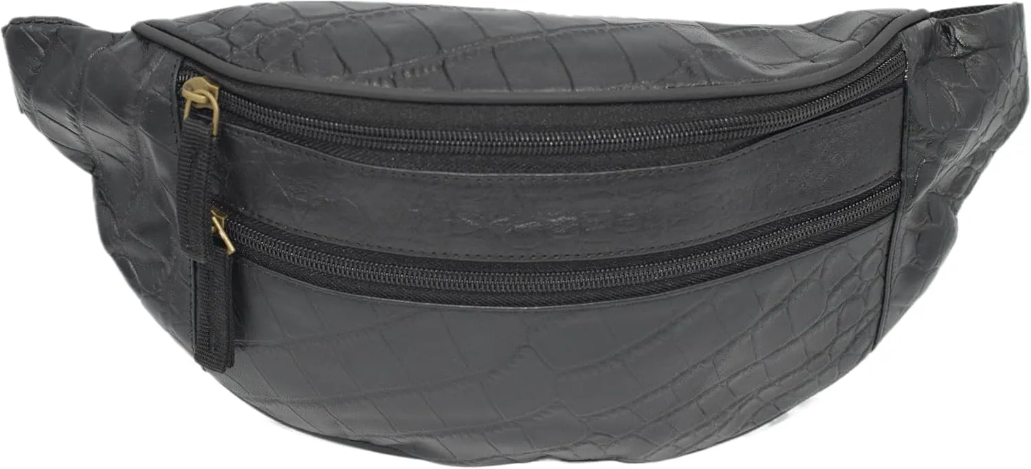 Assorted Leather Fanny Packs (#7310) (Croco Black)