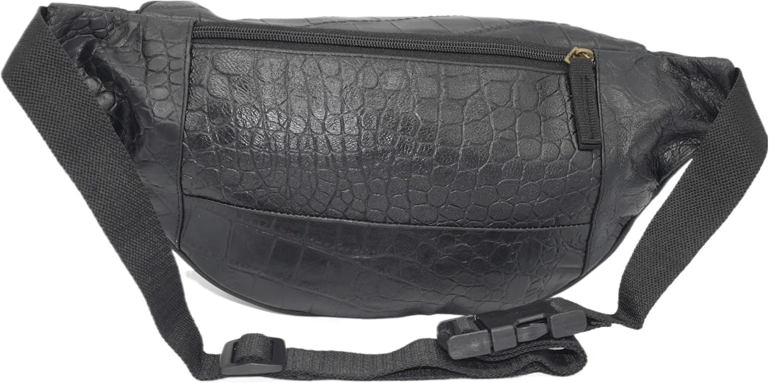 Assorted Leather Fanny Packs (#7310) (Croco Black)