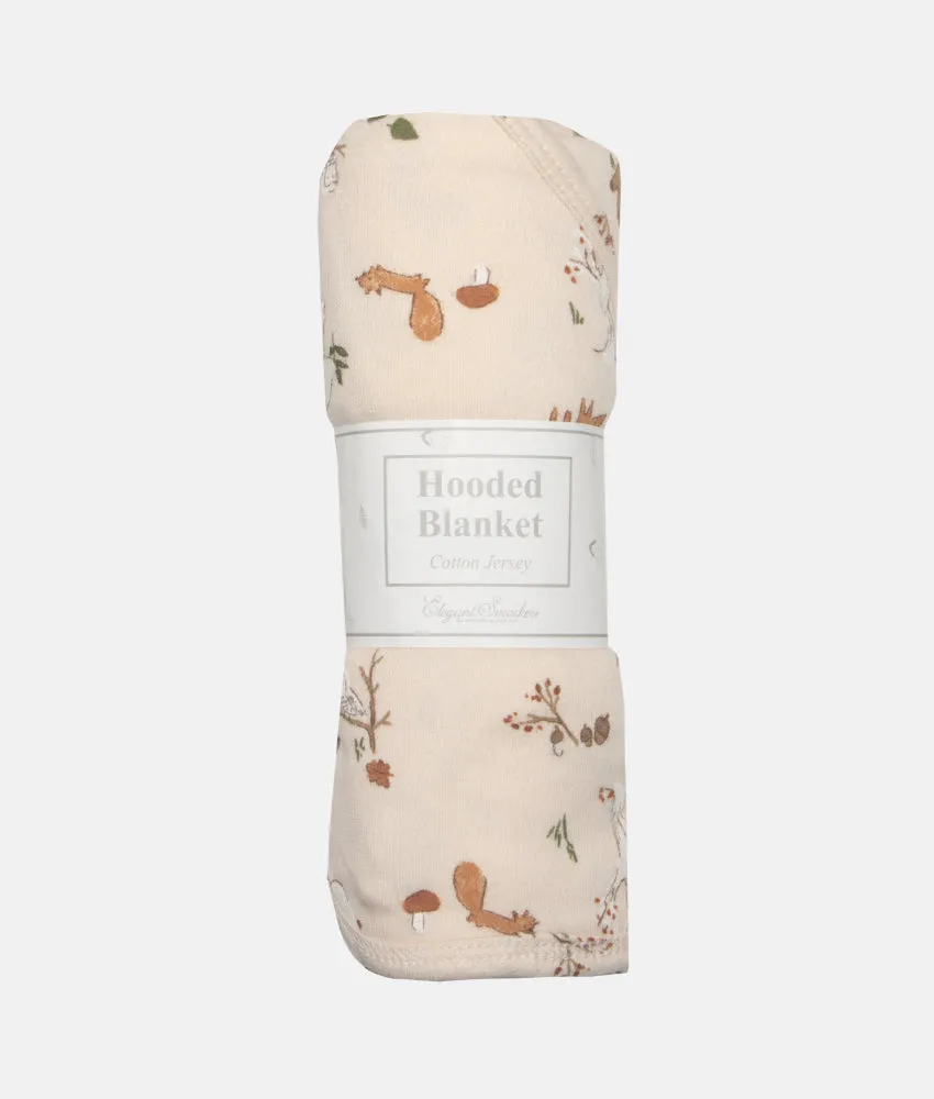 Baby Hooded Blanket - Peach Forest Print