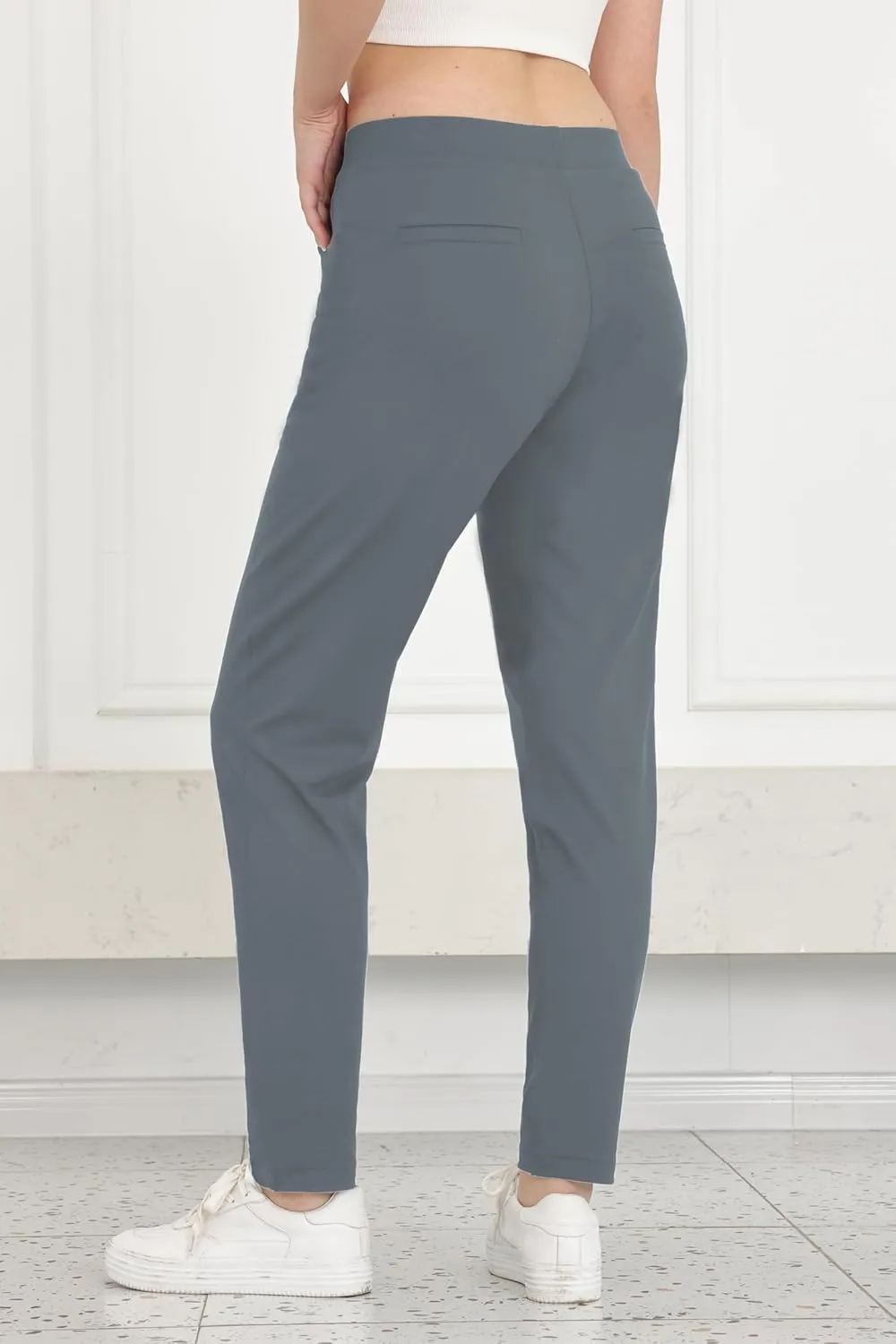 Bamans Womens Dress Pants Work Business Skinny Leg Pants Office High Waisted Slacks Slim Fit Casual Trousers
