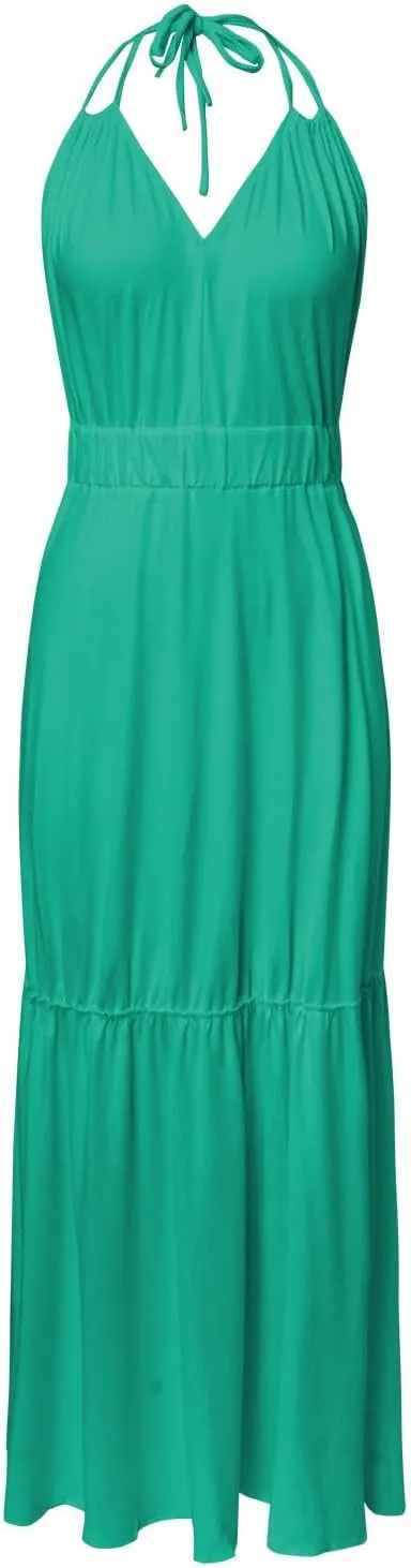 Beach Maxi Dresses For Women 2024 Vacation Spaghetti Strap Sleeveless Casual Summer Dress Print Blackless Sundress