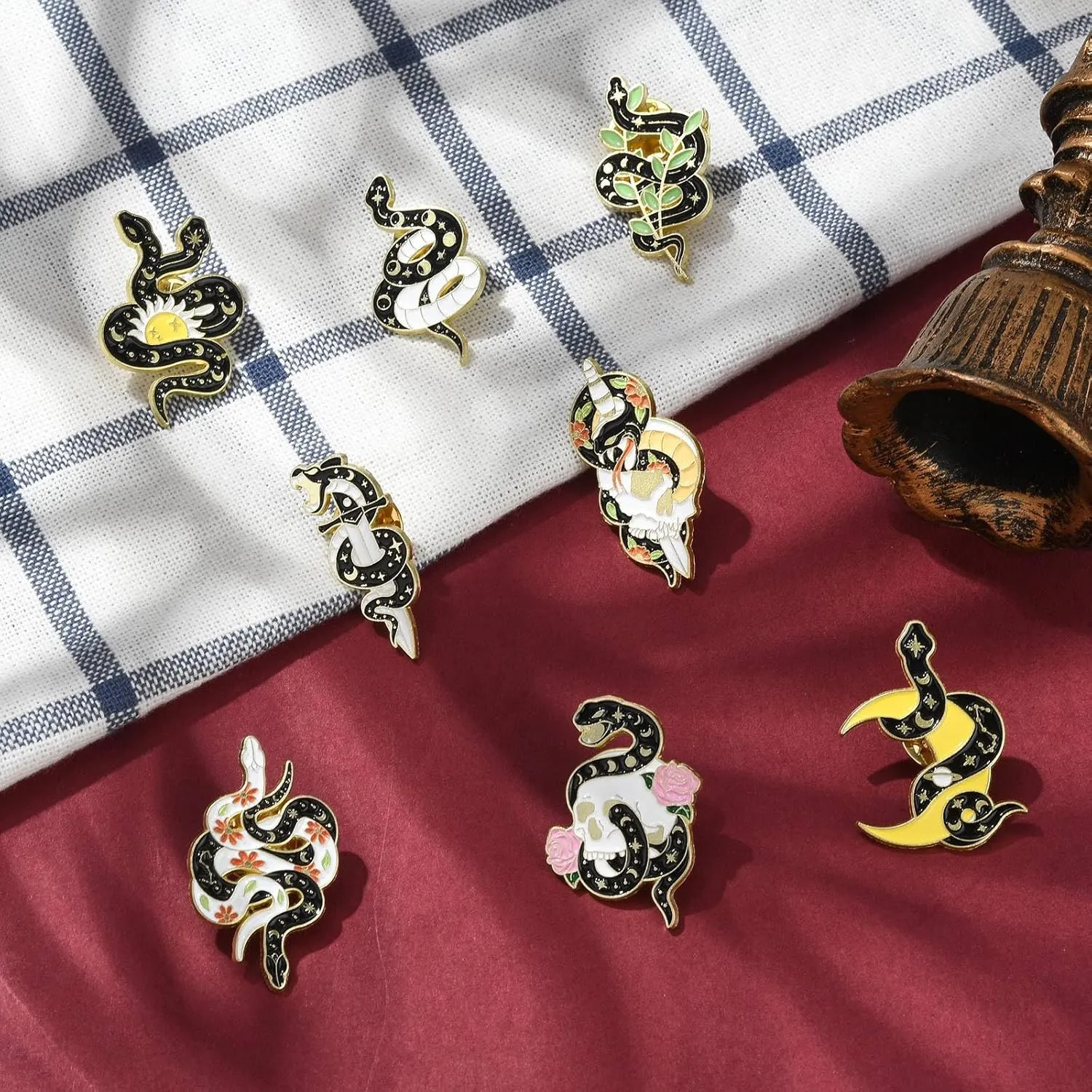 Bee Rectangle Biology Theme Fruit Vegetable Snake Ice Cream Brooches Insect Dessert Strawberry Lapel Pins for DIY Jewelry Craft Clothes Decor