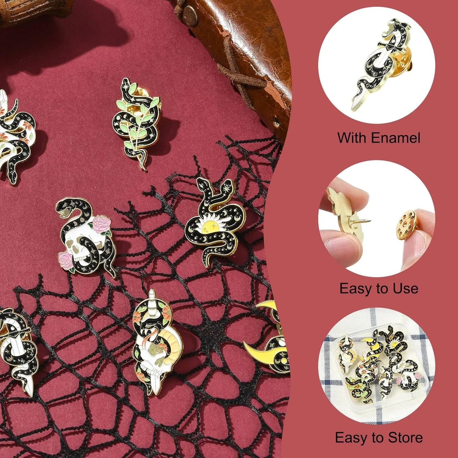Bee Rectangle Biology Theme Fruit Vegetable Snake Ice Cream Brooches Insect Dessert Strawberry Lapel Pins for DIY Jewelry Craft Clothes Decor