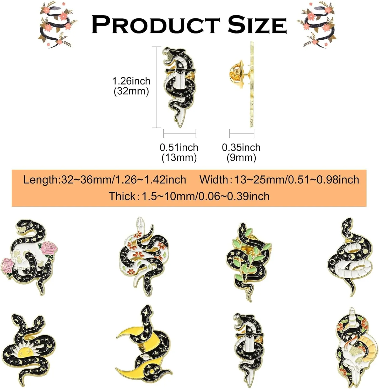 Bee Rectangle Biology Theme Fruit Vegetable Snake Ice Cream Brooches Insect Dessert Strawberry Lapel Pins for DIY Jewelry Craft Clothes Decor
