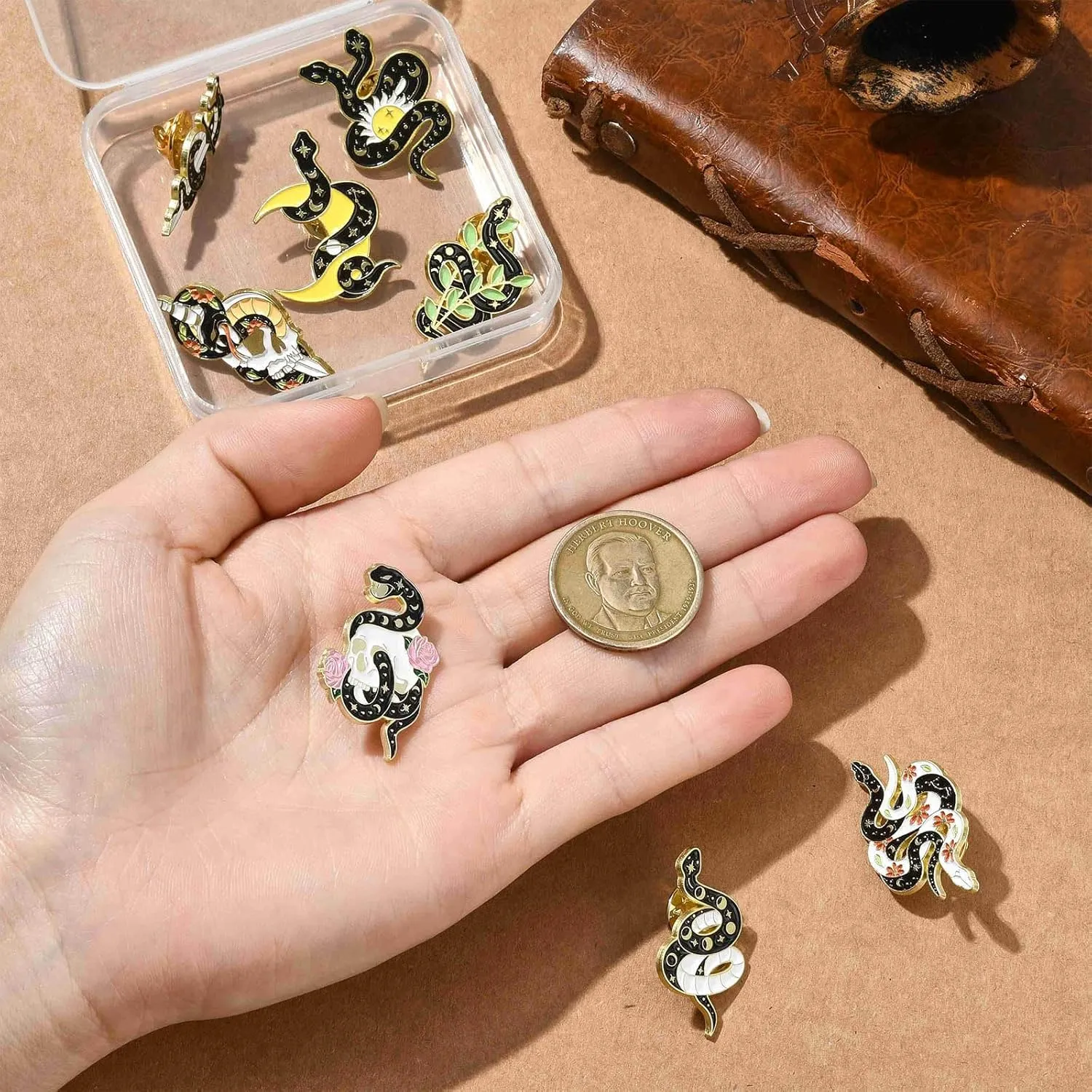 Bee Rectangle Biology Theme Fruit Vegetable Snake Ice Cream Brooches Insect Dessert Strawberry Lapel Pins for DIY Jewelry Craft Clothes Decor
