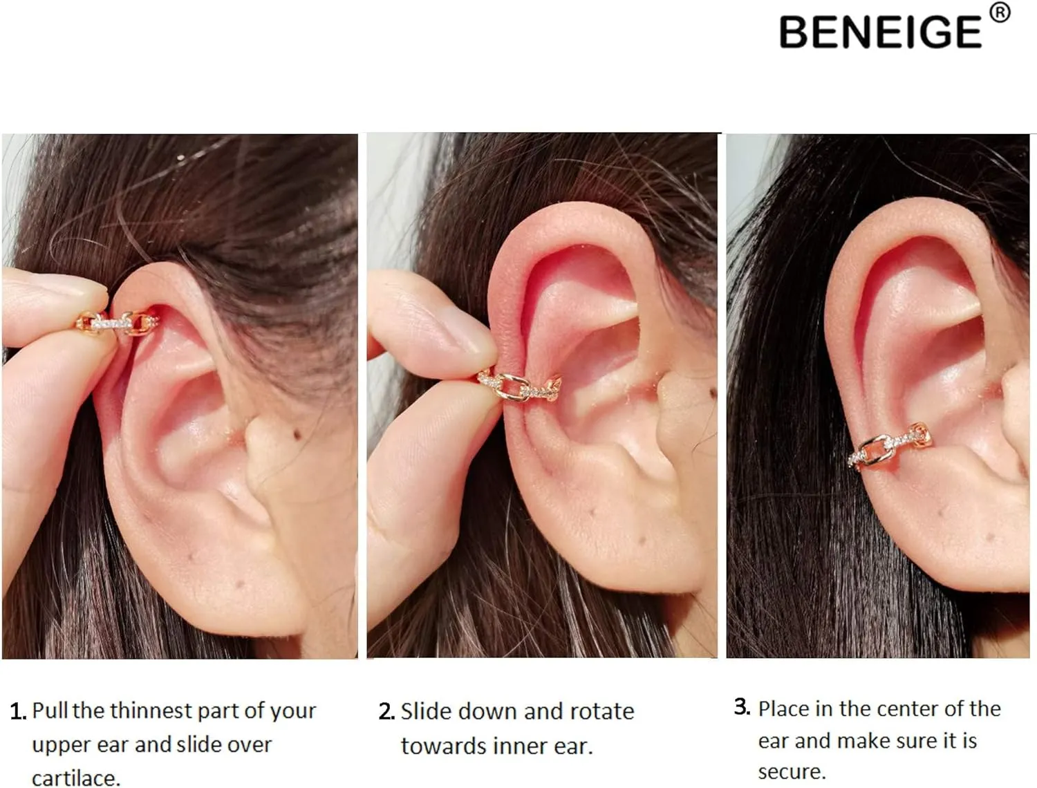 BENEIGE Ear Cuff Non Piercing 14K Gold Plated Ear Cuff Earrings for Women Clip On Cartilage Earring Jewelry for Women