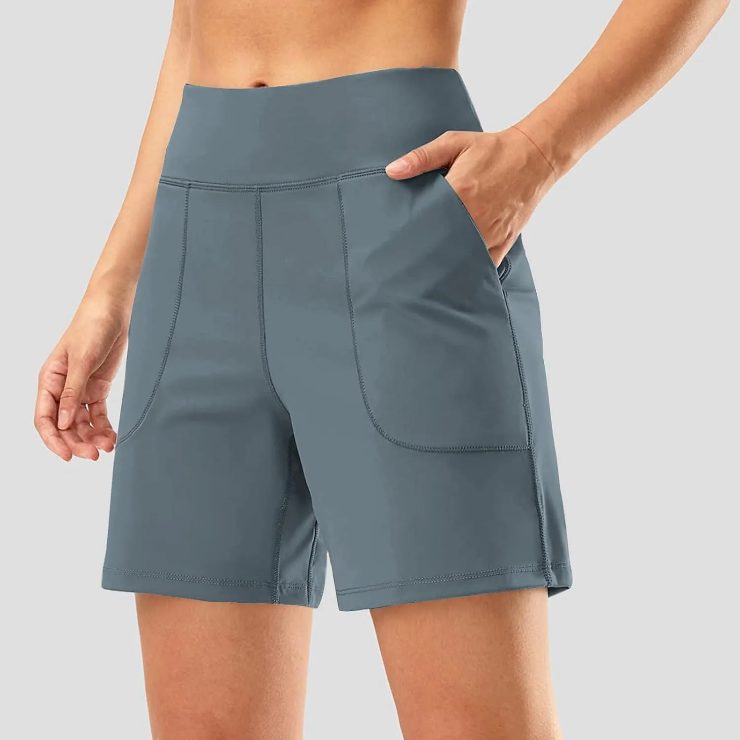 Biker Shorts Women Soft Plus Size Butt Lifting Shorts Seamless Workout Shorts High Waisted Yoga Shorts with Pockets