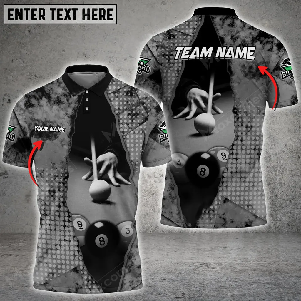 Billiards Hole Personalized Name 3D Polo Shirt Multi Color Options