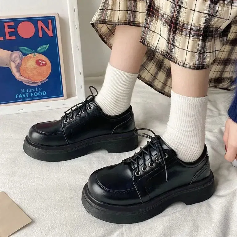 binfenxie Platform Oxfords Women's Shoes Women Heels Platforms Lolita Shoes School Uniform Shoes Student Girls Kawaii Round Toe Mary Janes