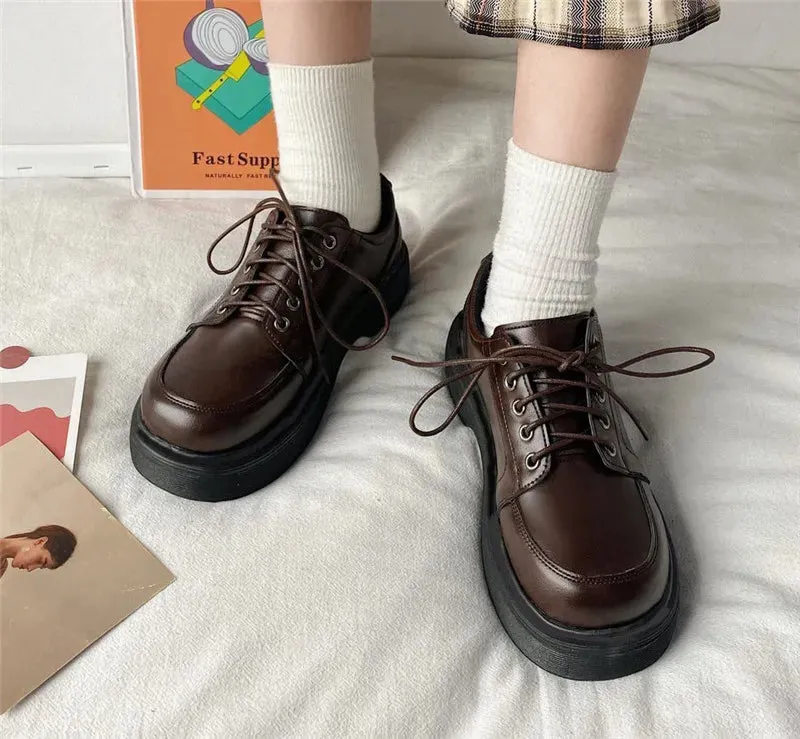 binfenxie Platform Oxfords Women's Shoes Women Heels Platforms Lolita Shoes School Uniform Shoes Student Girls Kawaii Round Toe Mary Janes