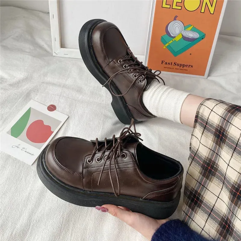 binfenxie Platform Oxfords Women's Shoes Women Heels Platforms Lolita Shoes School Uniform Shoes Student Girls Kawaii Round Toe Mary Janes