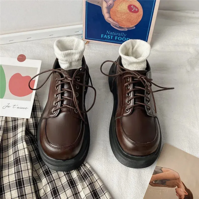 binfenxie Platform Oxfords Women's Shoes Women Heels Platforms Lolita Shoes School Uniform Shoes Student Girls Kawaii Round Toe Mary Janes