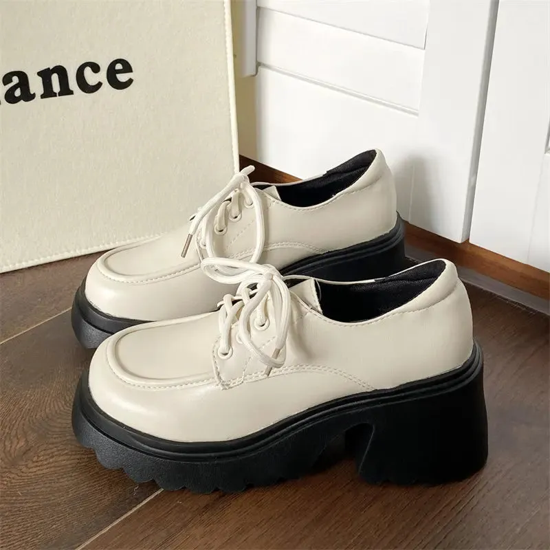 binfenxie Platform Oxfords Women's Shoes Women Heels Platforms Lolita Shoes School Uniform Shoes Student Girls Kawaii Round Toe Mary Janes